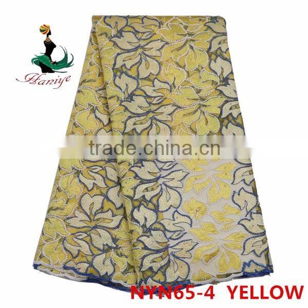 Haniye 2016 wholesale embroidery tulle lace fabric african net lace fabric for nigerian Party/NYN65