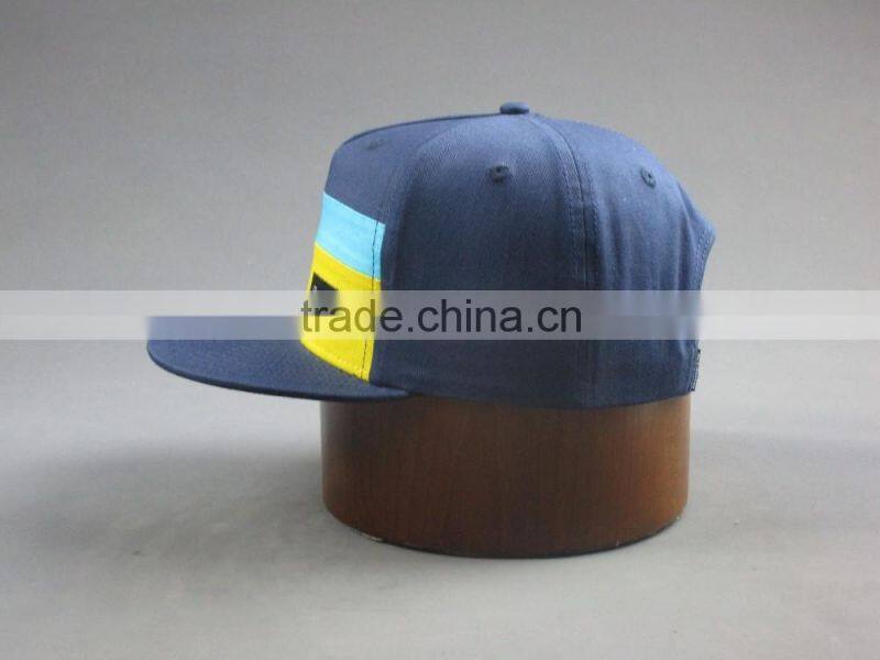 Custom high quality 5- panel cotton twill snapback hat with Woven badge