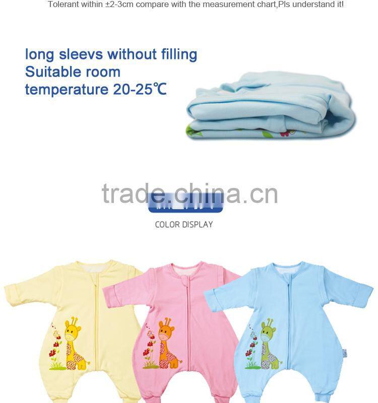 100% cotton anti kicking infant child foot sleeping bag long sleeve without filling blue style
