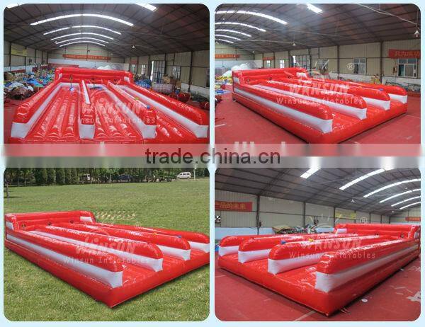 China WINSUN CE UL 10m long 3 racetrack inflatable bungee jumping run for sports competitions
