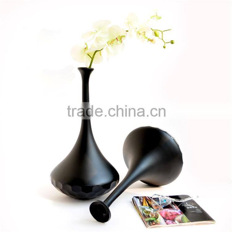 Wholesale Classic Black Swan Hand Carved Glass Vase High-grade Fashion Decoration Home Furnishing