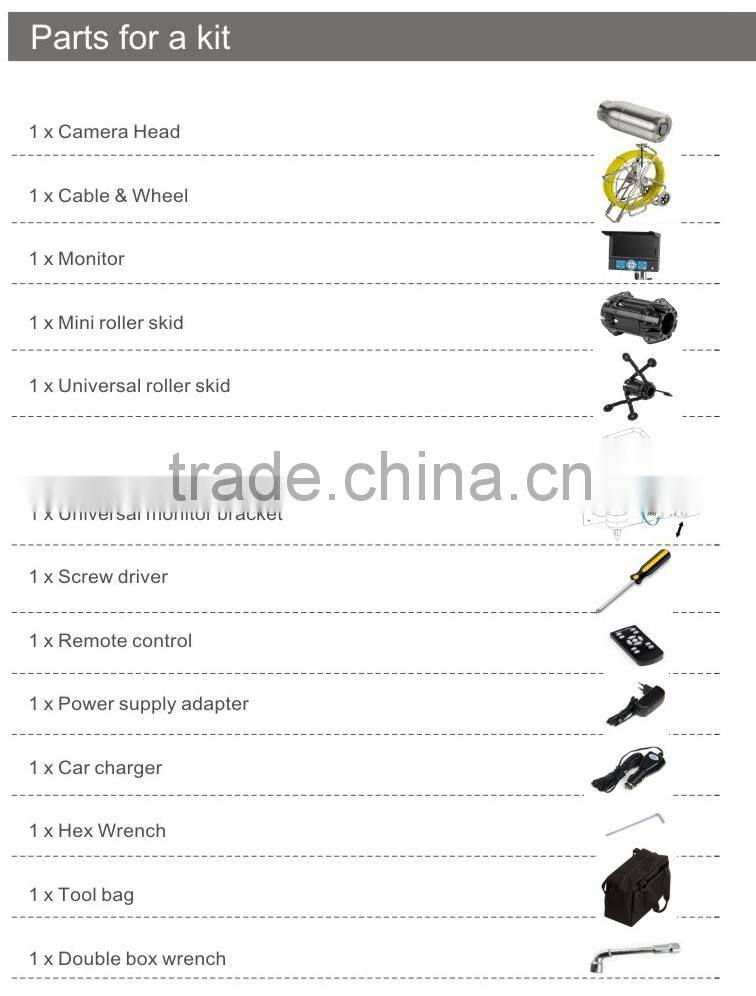120M Fiberglass Cable 7'' TFT LCD Monitor CCTV Pipe Inspection Camera System/Drainage Camera Inspection With Meter Counter