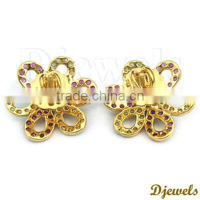 Ruby Diamond Gold Earrings, Diamond Earrings, Diamond Jewelry