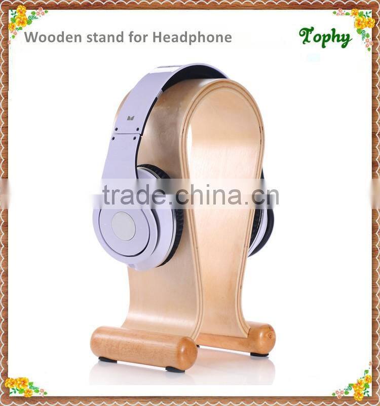 Wooden Headphone Display Stand For Headset Holder, High Quality Headset Display Holder Stand Wooden Headphone Stand