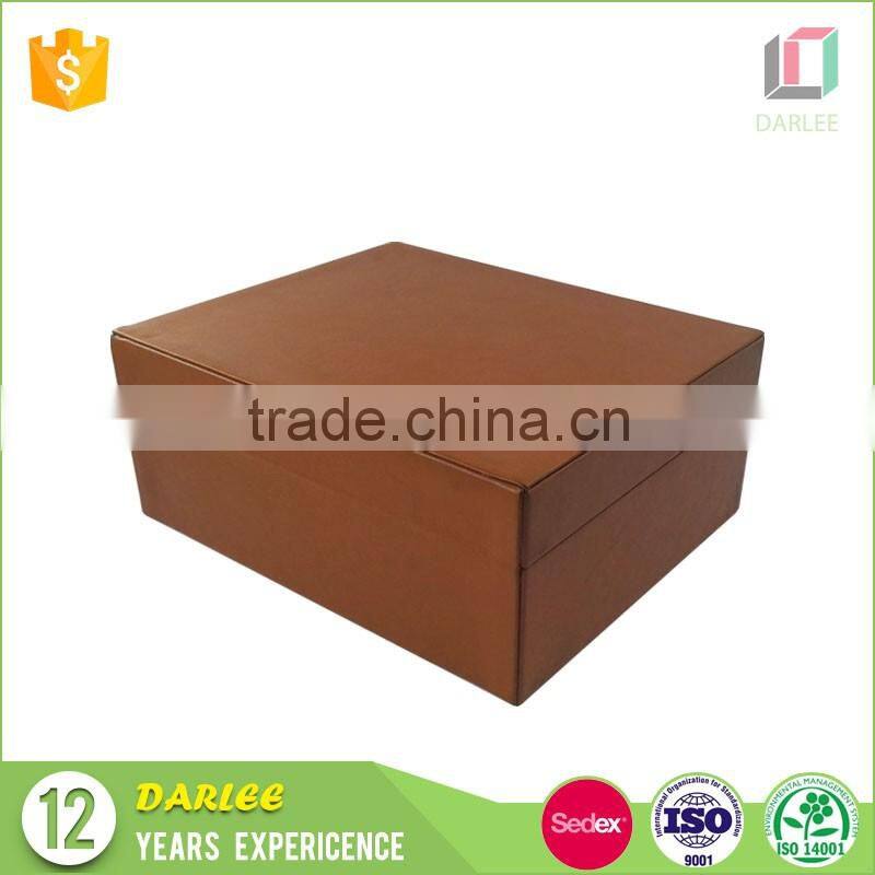 Shenzhen factory new design big a4 size leather paper box packaging with flip lid