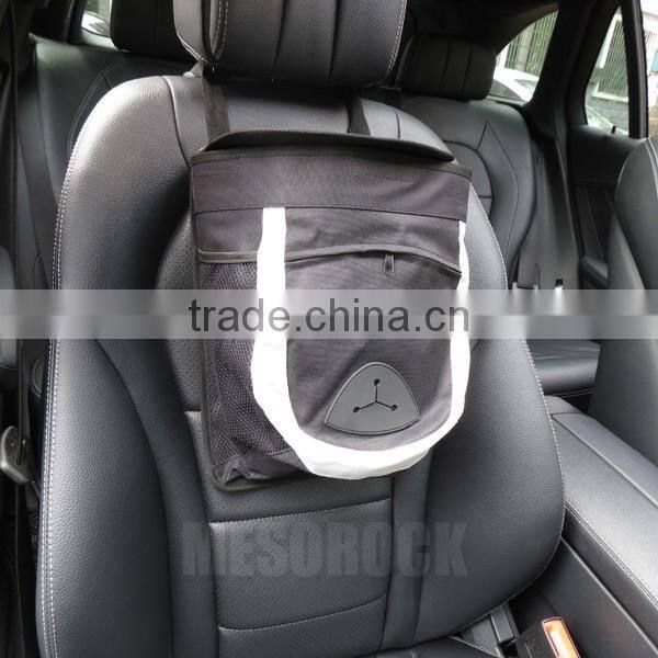 The litter bin stylish car trash bag. It hangs from any car seat and conceals trash