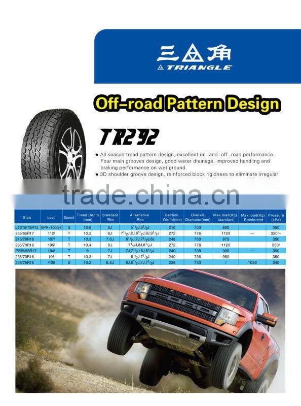 HIGHT QUALITY ALL TERRAIN TYRES AT PATTERN TRIANGLE UV TIRE 235/65R17