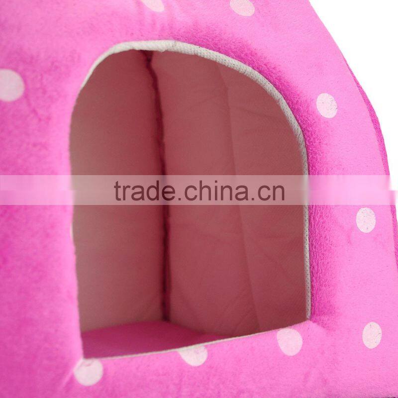 New Arrival Foldable Strawberry Shape Sponge Pet House dog Bed Cute Pink L