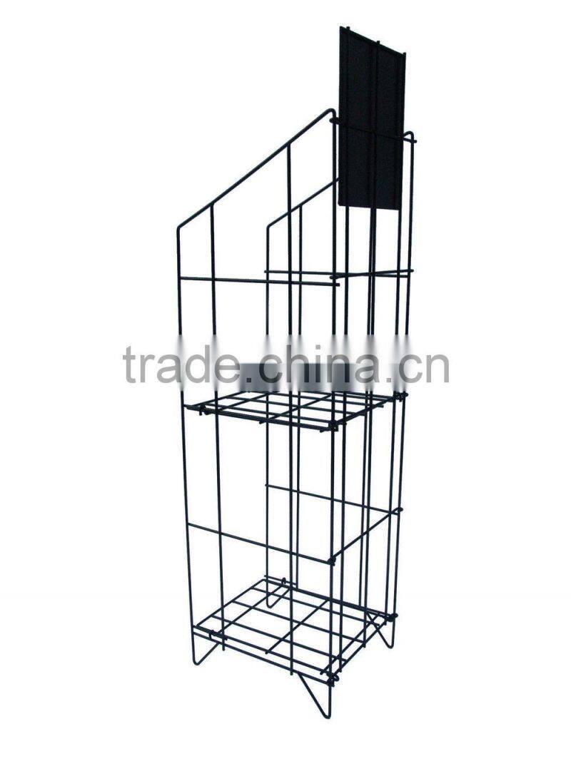 2 tiers floor standing newspaper magazine display rack