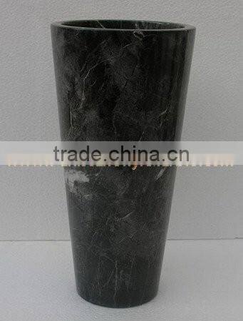 NATURAL JET BLACK MARBLE FLOWER VASES