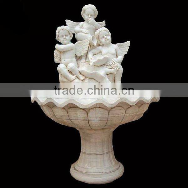 White Marble Water Fountain with Angel Statue