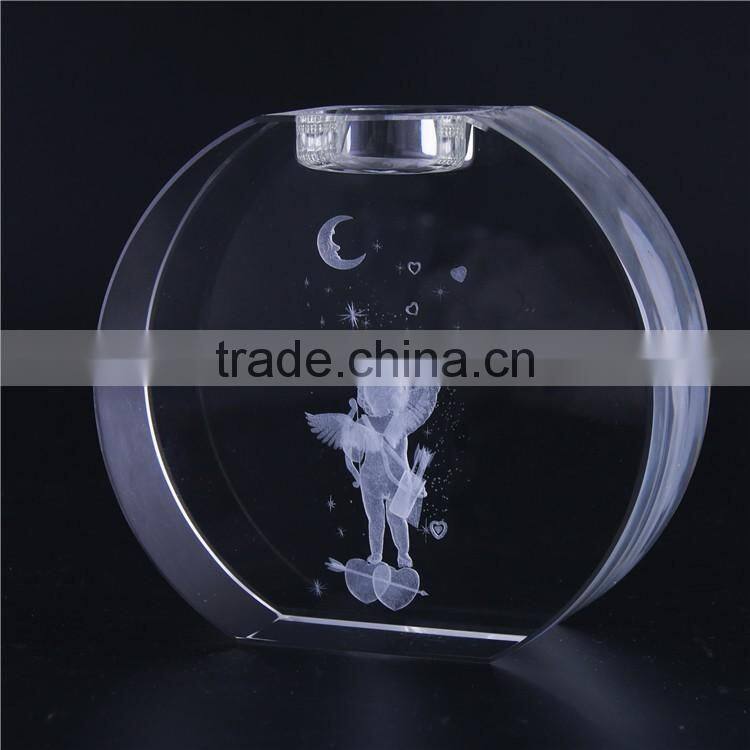 2016 New fashion 3d wedding decorative clear crystal candle holder