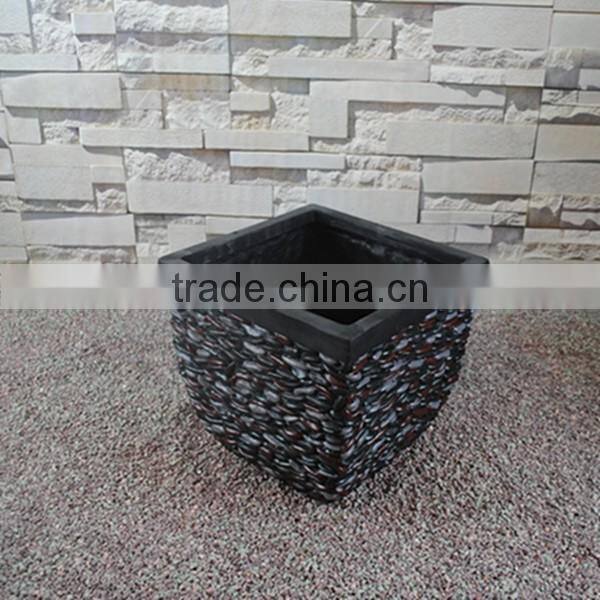 Wholesale curved square pebbles fiberglass decorating flower pots