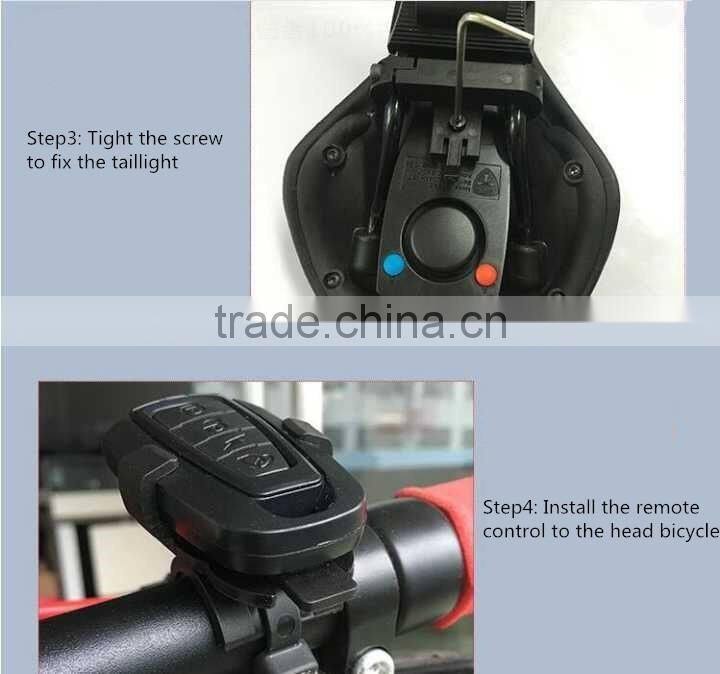 Smart Anti-theft Alarm Tailight Bicycle Rear Light Remote Control Wireless Bell Bicycle Taillight