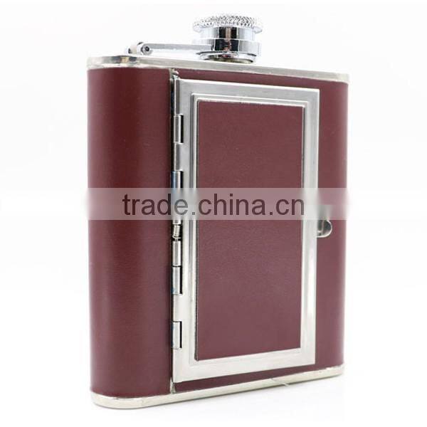 Stainless steel wine bottle , Leather hip flasks