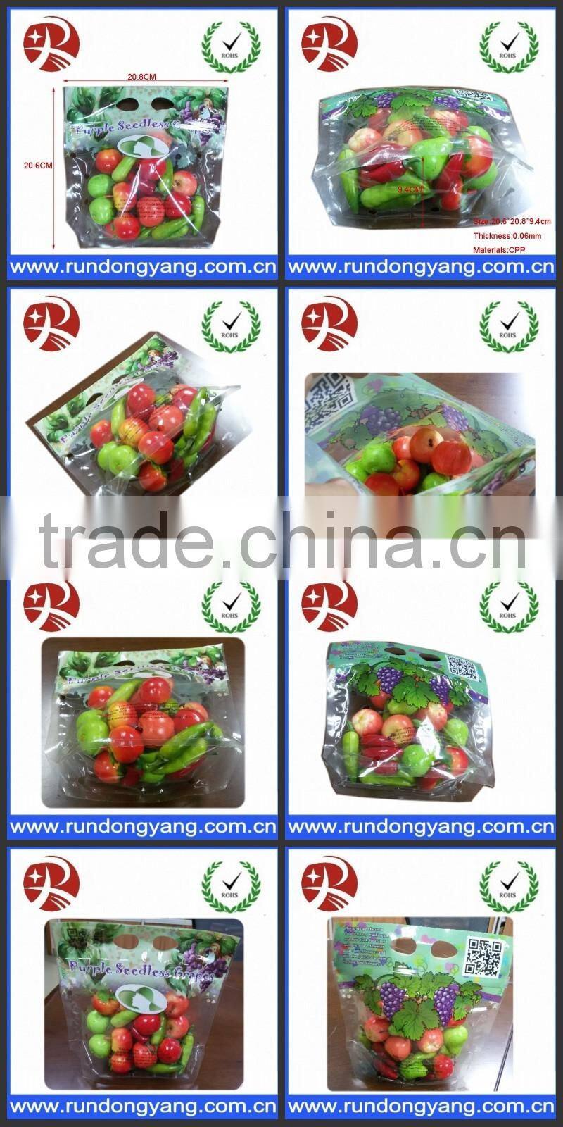Customized plastic stand up pouch slider zip lock fruit packaging bag