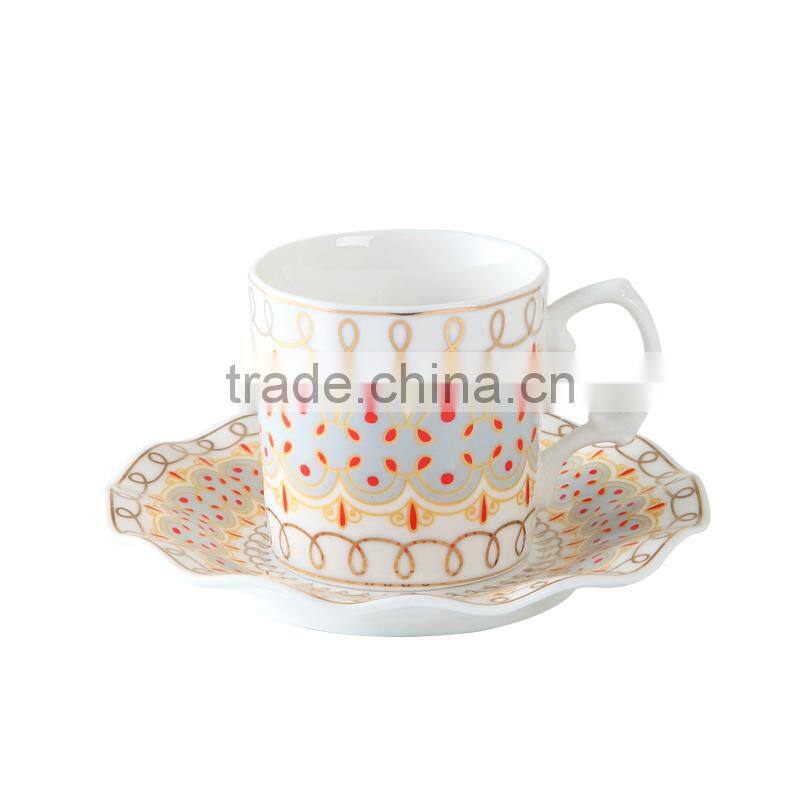 Drinkware ceramic tea cup set, coffee cup and saucer set, arabic tea cup set