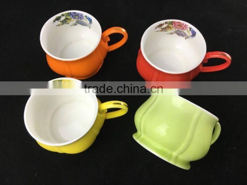 Fine Porcelain Low Bone New Bone China Colorful red yellow coffee cup gift cup set