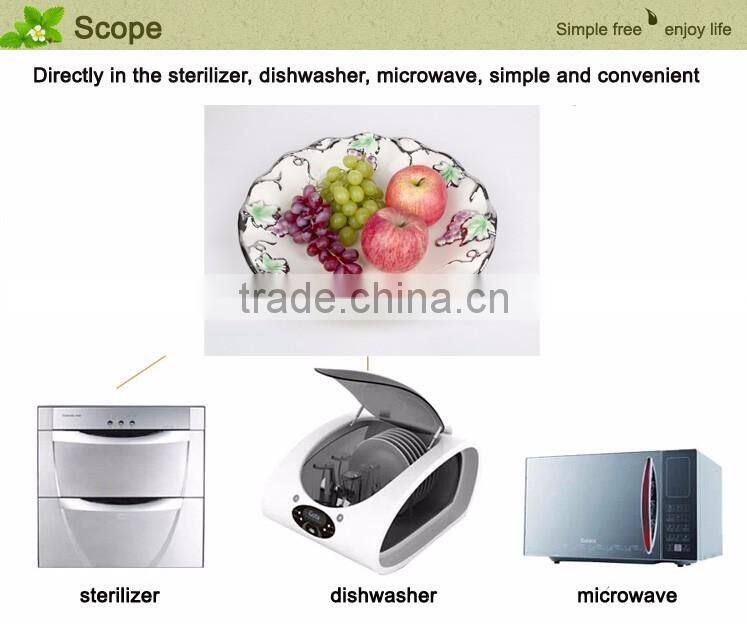 Wholesale ceramic plates dishes,golden round plate grape style