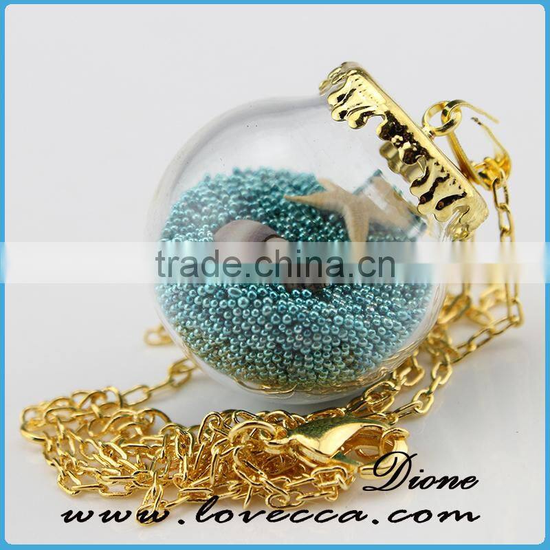 DIY Handmade Starfish Shell Glass Bottle Vial Wish Pendant Stagement Necklace