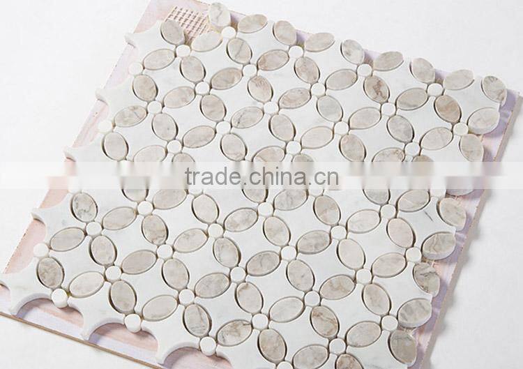 MM-CV284 cheap carrara natural stone flower white marble mosaic