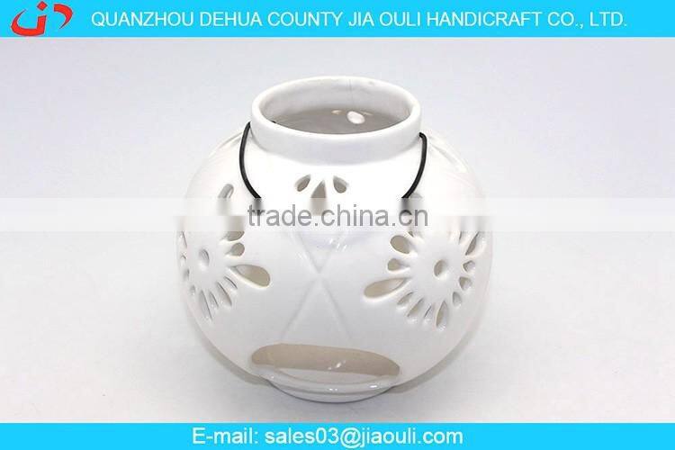 factory price home decoration white ceramic hurricane lamp