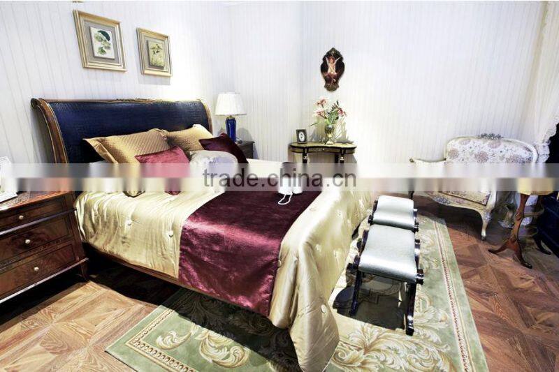 Royal Exquisite Victorian Style Brown Solid Wood TV Cabinet with Chinoiserie Silver and Bamboo Painting Decoration BF12-05314b