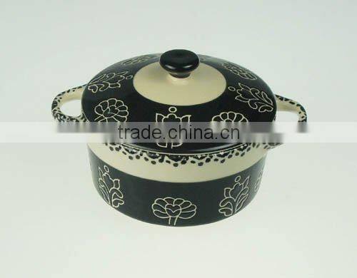 New design stoneware casserole handpainted flower