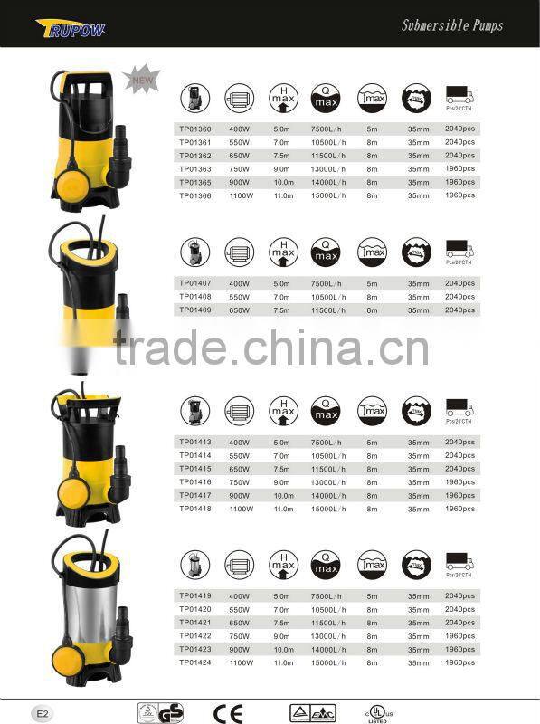 750w Electric waste water submersible pump