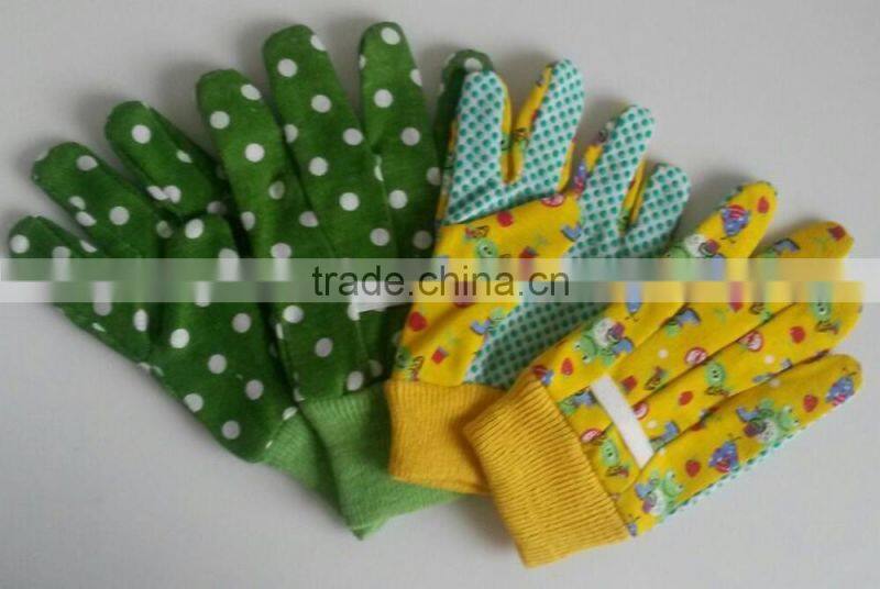 Kids Cotton Gardning Gloves With Mini PVC Dots Palm