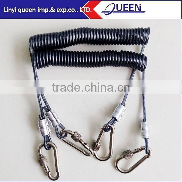 High quality carabiner coiled tool plastic coil lanyard from China at wholesale price
