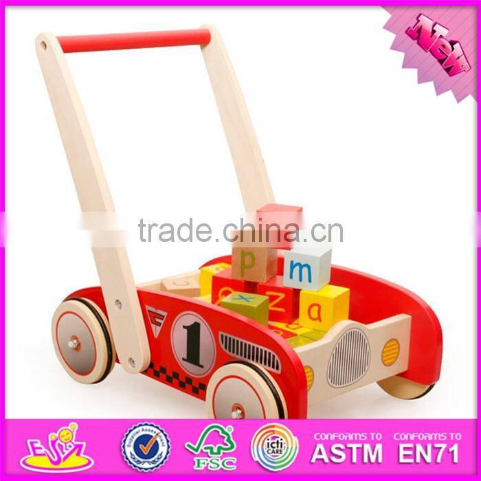 Funny toys toddlers wooden push toy shopping cart W16E068-S