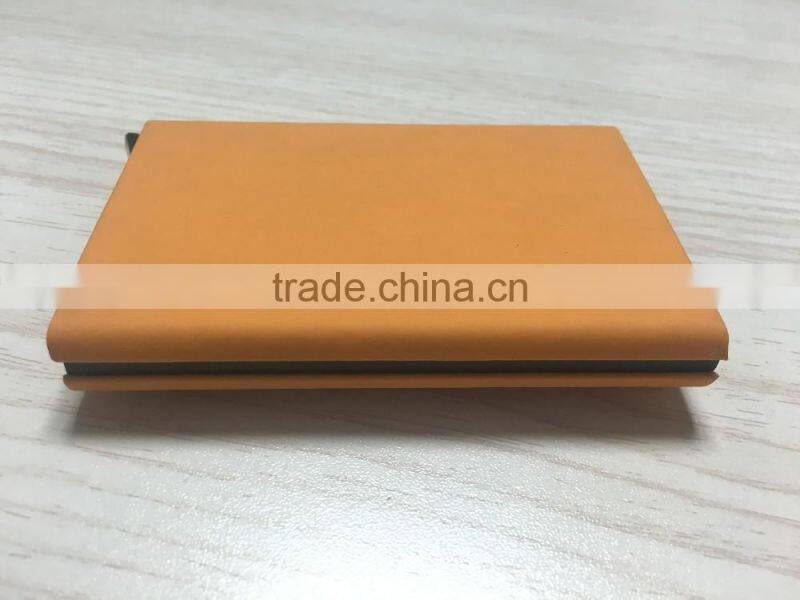Multi Function Aluminum Slim Credit Card Holder Metal Leather & Aluminum RFID Protector Wallet