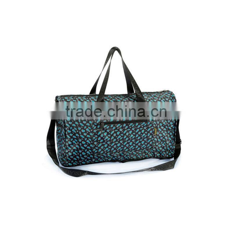 Wholesale floral folding duffle bags with inner zipper pocket and reusage recycle shopping travel bags with handles