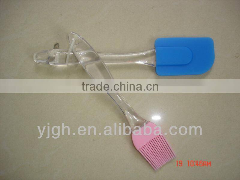 Transparent PS handle silicone spatula & brush