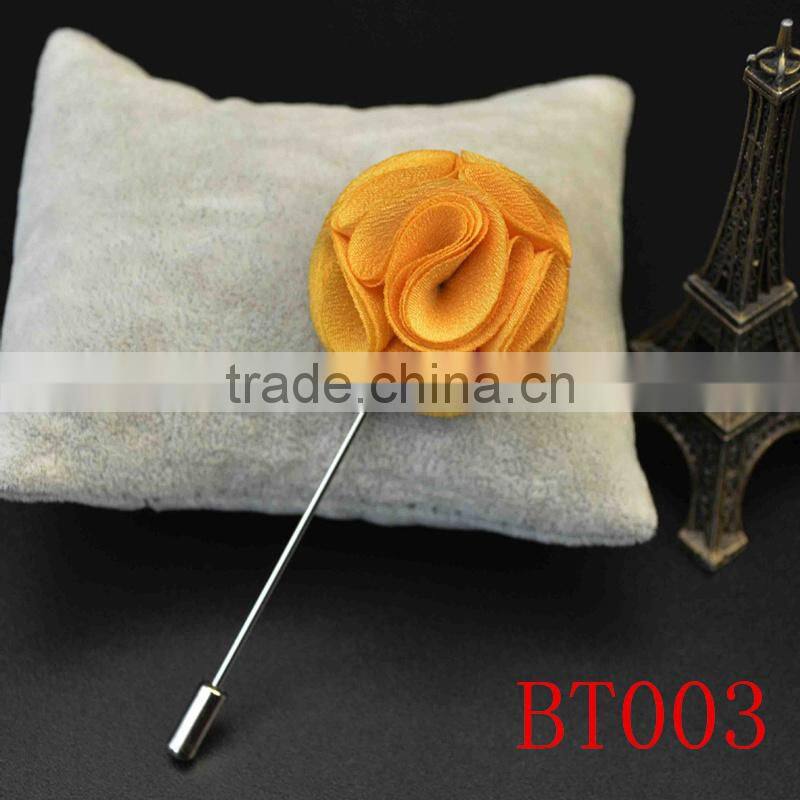 Manfacuter stock various colors men custom fabric flower pins for dressing