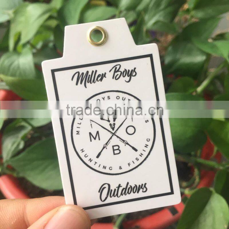 2017 custom design fancy shape paper hang tags with gold eyelet