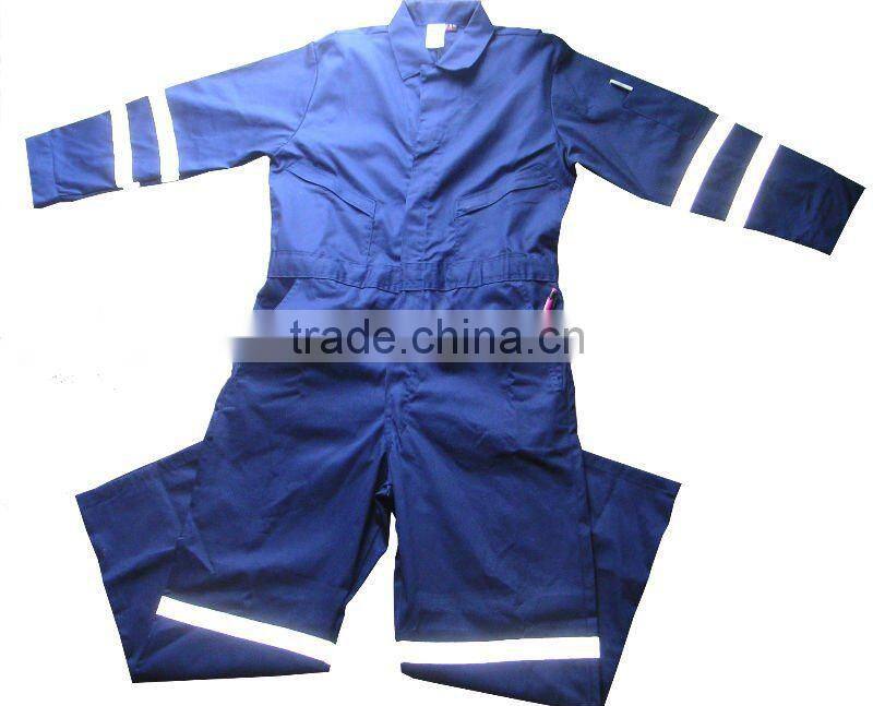 Navy 100%Cotton Reflective Construction Industrial Safety Workwear Coveralls