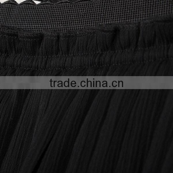 2014 new arrival high waist pleated long chiffion skirt