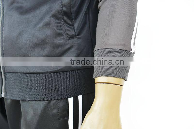 Factory OEM High quality sports sets polyester tricot set with rib on collar