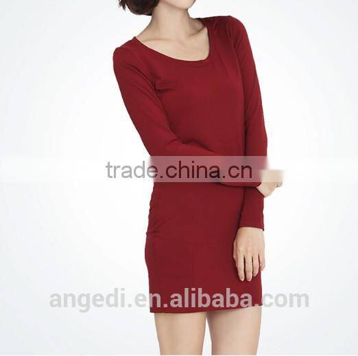 Skinny fit women long sleeve home dress cotton Korean stretch style long t shirt