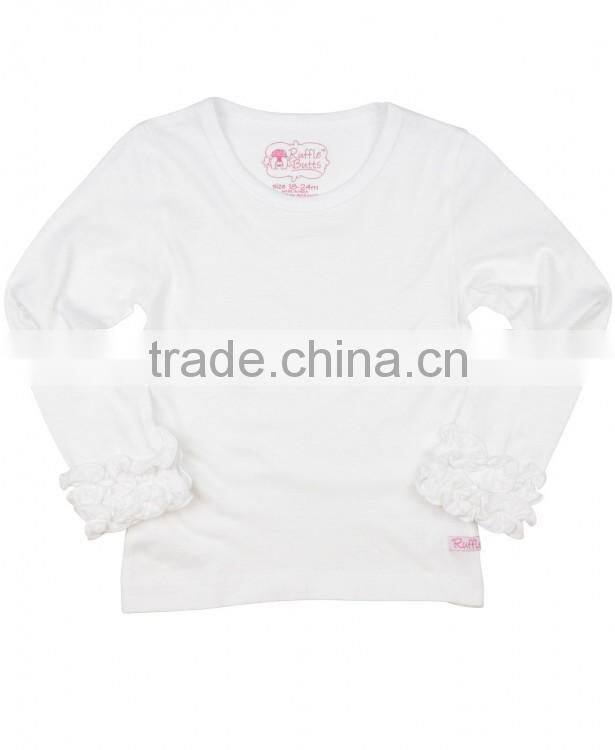 Baby summer clothes 2017 new arrival children's boutique clothing long sleeve cotton t shirt wholesale baby white t-shirt