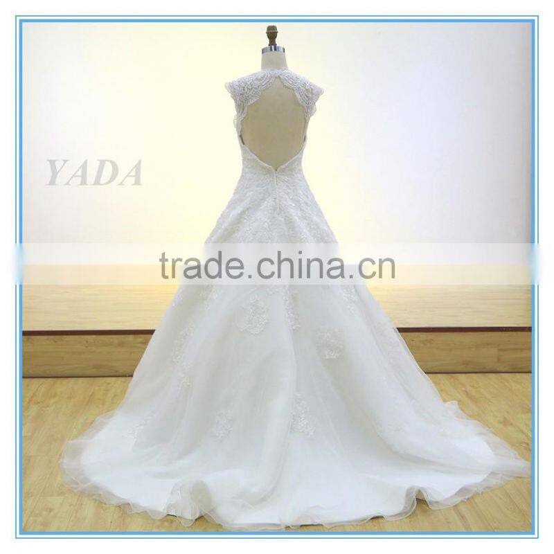 Latest Elegant V-neck Backless Lace Embroidery Mullet Wedding Dress Bridal