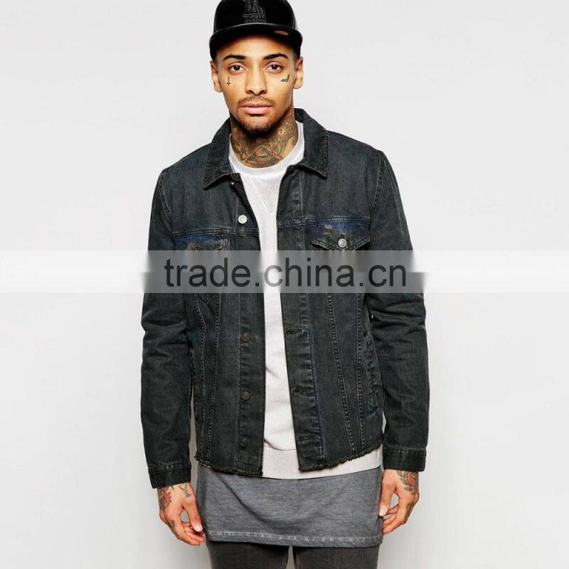 black plain wholesale denim jacket men custom cheap price