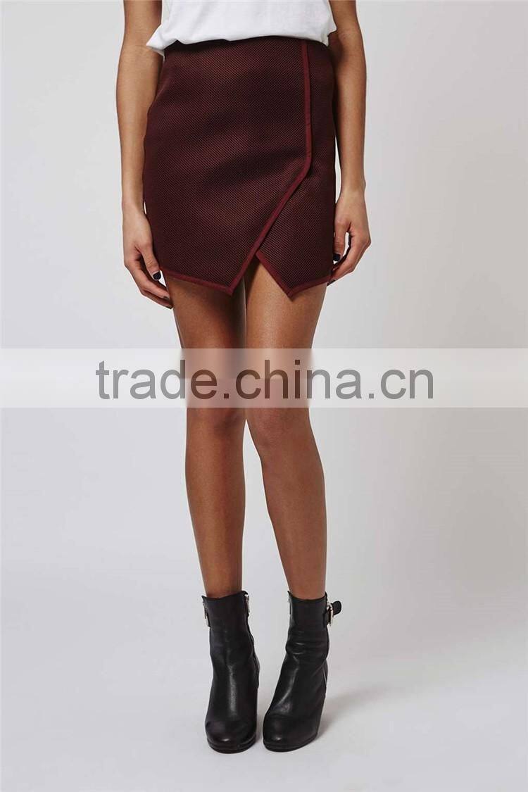 Popular 2016 Angled Wrap Airtex Mini Skirt Wine Elegant Skirts Curly Willow Table Skirts