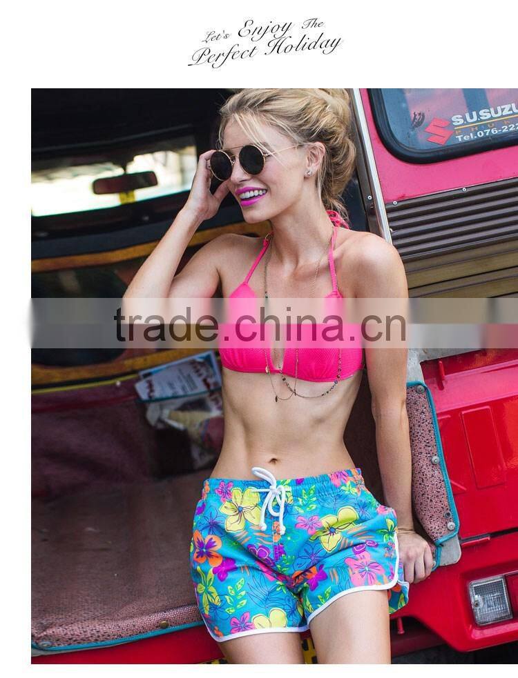 Colorized Flowers Printing Ready Made Ladies Sport Wear Fashion Girls Beach Shorts