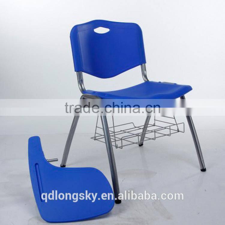 LS-4024AB new model cheap stackable plastic chair with writing pad modern tablet training school office chair for sale