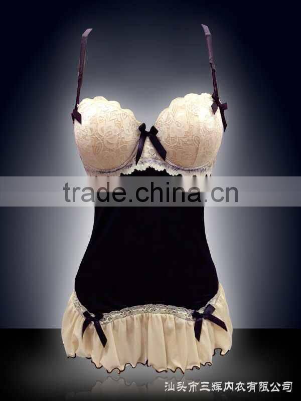 Night secret sexy underwear soft cup bra belt brief range sexy new arrival