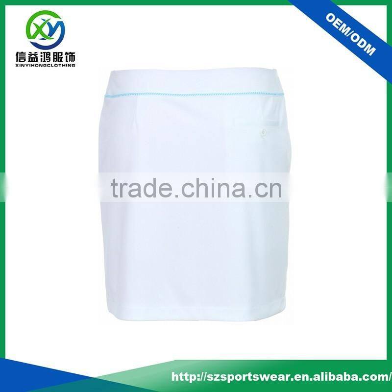 OEM Custom Blank Fashion Lady Tennis Dress, White color Sport Skirt