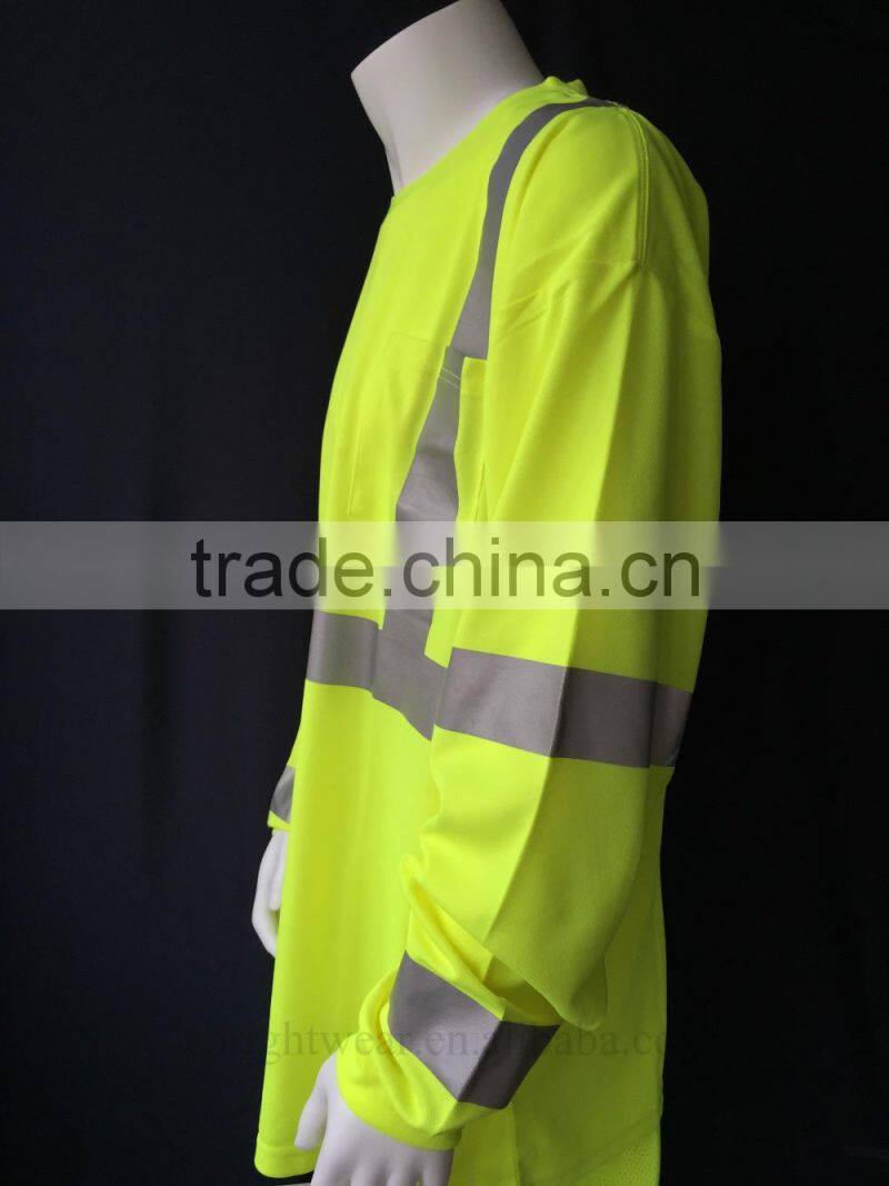 Men's hi vis reflective long sleeve custom warning T-shirt